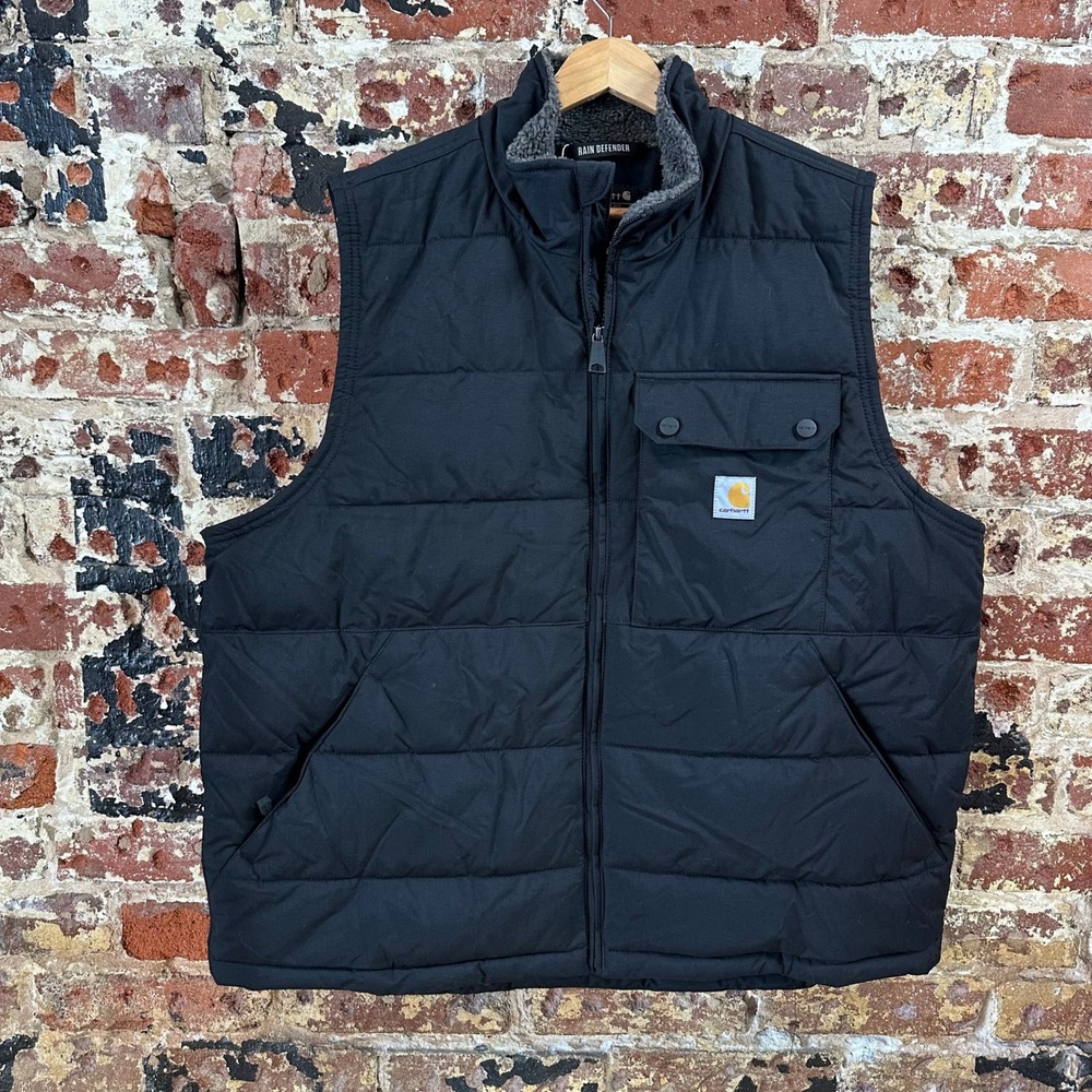 Carhartt Montana Puffer Vest Mens Large Loose Black Zip Up
